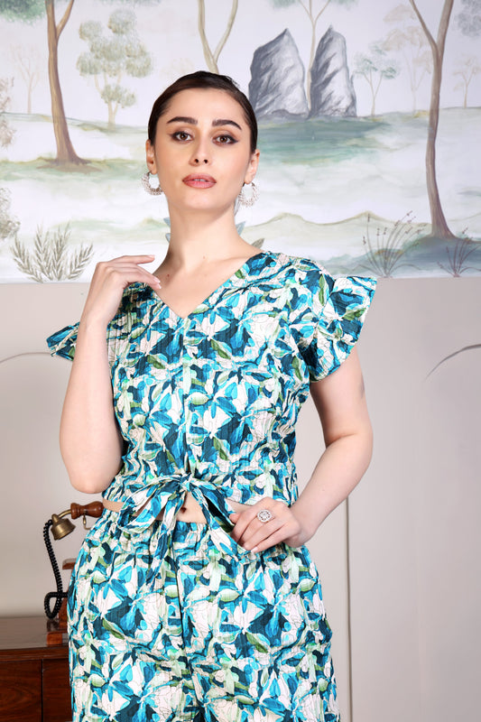 Paridha floral printed top and trouser cord sets