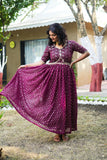 Paridha heavy work wine colour georgette gown