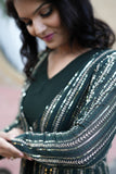 Paridha green georgette shrug dress