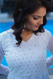 Paridha white georgette chikankari Anarkali dress