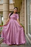 Paridha Satin long dress with Pearl neck