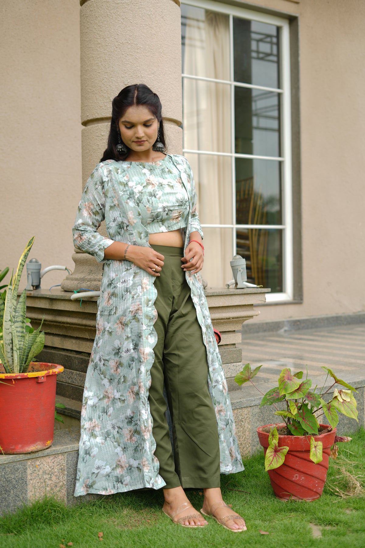 Paridha cotton three piece with thread work