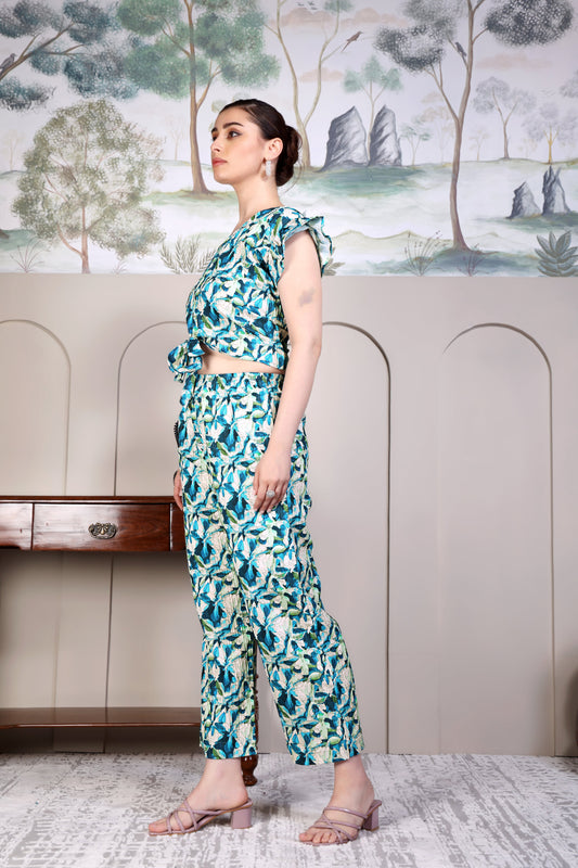 Paridha floral printed top and trouser cord sets
